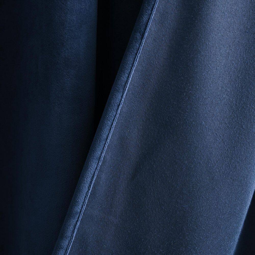 Navy Velvet Blackout Pleated Window Curtain Panels