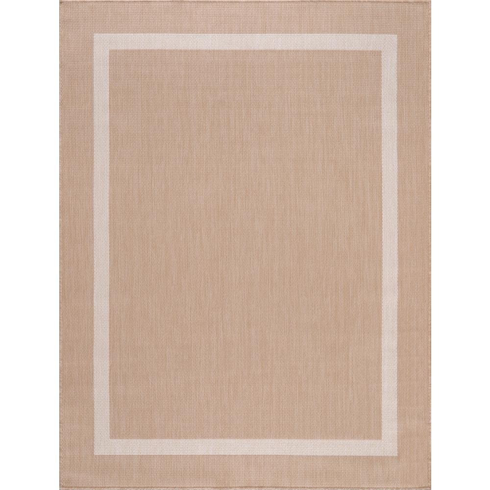 Beverly Rug Waikiki Beige/White 4 ft. x 6 ft. Bordered Indoor/Outdoor Area Rug Beverly Rug indoor outdoor rugs are available in various sizes; 4 ft. x 6 ft. area rug (3 ft. 11 in. x 5 ft. 11 in.), area rug 5 ft. x 7 ft. (5 ft. 3 in. x 7 ft.), 6 ft. x 9 ft. area rugs (6 ft. 7 in. x 9 ft.), large area rug 8 ft. x 10 ft. (7 ft. 10 in. x 10 ft.) and 6 ft. 7 in. circle rug. You can use our non shedding rugs wherever needed; either indoors such as living room, dining room, laundry room, bedroom, hallway, children playroom, or outdoors such as deck, patio, pool side, picnic, beach, garage, or guest lounges. These fade resistant indoor rugs has UV protection and offer environment protection with their eco-friendly and breathable material. The vibrant colors will not fade in the sun. Ideal for high traffic areas. With natural color options of beige, blue, grey and dark grey, this beautiful bordered area rug is perfect fit for your home. Color: Beige/White.