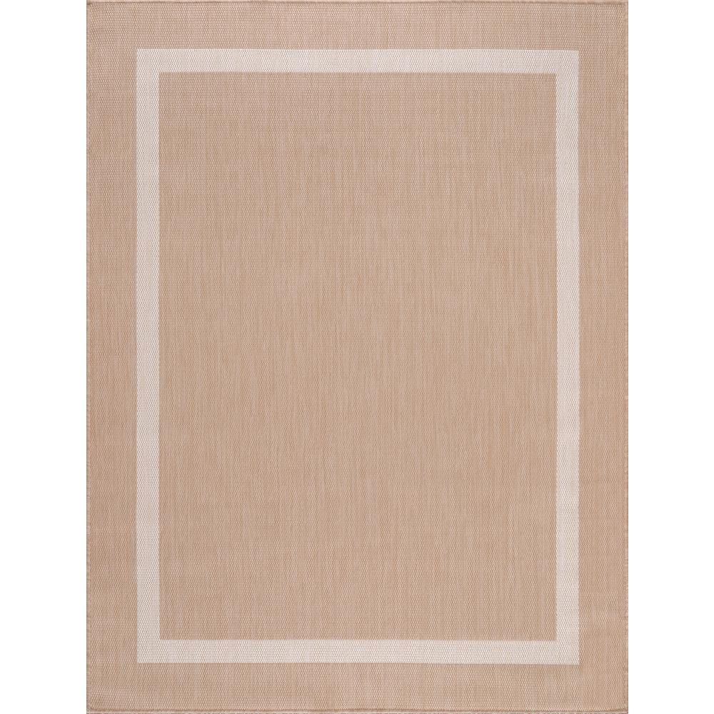Beverly Rug Waikiki Beige/White 6 ft. x 9 ft. Bordered Indoor/Outdoor Area Rug Beverly Rug indoor outdoor rugs are available in various sizes; 4 ft. x 6 ft. area rug (3 ft. 11 in. x 5 ft. 11 in.), area rug 5 ft. x 7 ft. (5 ft. 3 in. x 7 ft.), 6 ft. x 9 ft. area rugs (6 ft. 7 in. x 9 ft.), large area rug 8 ft. x 10 ft. (7 ft. 10 in. x 10 ft.) and 6 ft. 7 in. circle rug. You can use our non shedding rugs wherever needed; either indoors such as living room, dining room, laundry room, bedroom, hallway, children playroom, or outdoors such as deck, patio, pool side, picnic, beach, garage, or guest lounges. These fade resistant indoor rugs has UV protection and offer environment protection with their eco-friendly and breathable material. The vibrant colors will not fade in the sun. Ideal for high traffic areas. With natural color options of beige, blue, grey and dark grey, this beautiful bordered area rug is perfect fit for your home. Color: Beige/White.