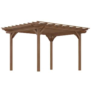 12 ft. x 10 ft. Outdoor Pergola, Wood Gazebo Grape Trellis with Stable Structure, Deck