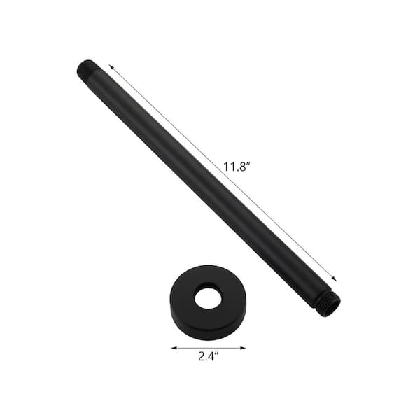 11.9 in. Stainless Steel Round Ceiling Mount Shower Arm with Flange in Matte Black