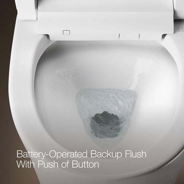 KOHLER Eir Intelligent One-piece 0.8 GPF Dual Flush Elongated Toilet in . White w/Rose Gold Trim, Built in Bidet, Seat Included