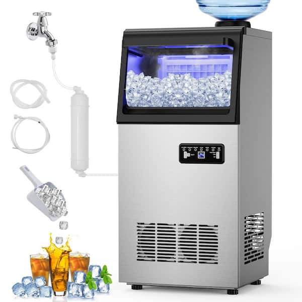 13.78 in.130 lb. Full Size Cubes Commercial Freestanding/Built-in Ice Maker in Stainless Steel with 24 lb. Storage Bin
