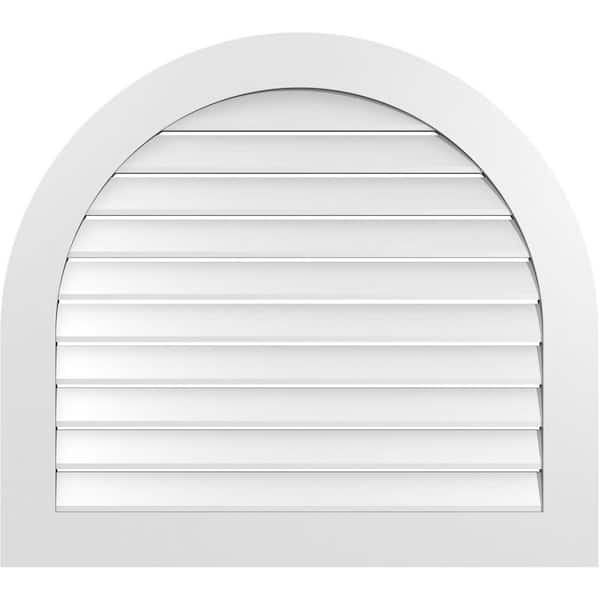 Ekena Millwork 38 in. x 34 in. Round Top Surface Mount PVC Gable Vent: Functional with Standard Frame