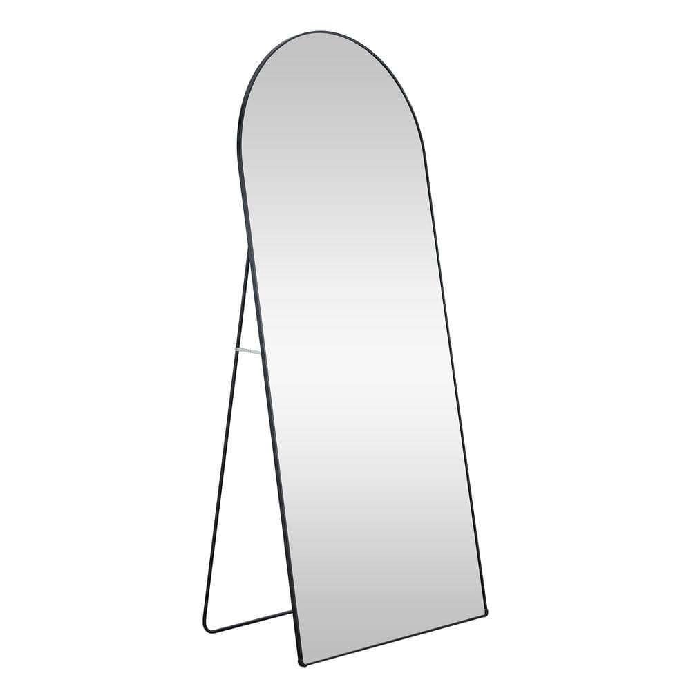 Metal Indoor Decor Black 31 in. W x 71 in. H Arch Metal Full Length Mirror,