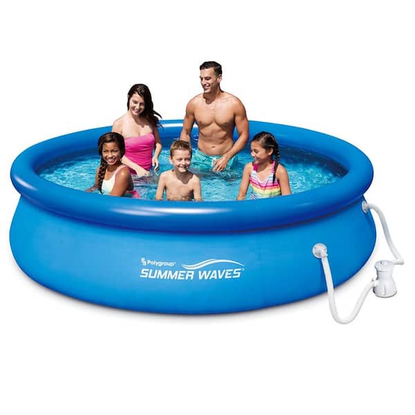 Summer Waves 120 in. x 120 in. Quick Set Inflatable Above Ground Pool with Filter Pump