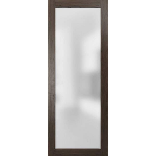 42 in. x 44 in. Solid Wood Frosted glass Chocolate Ash Interior Door Slab
