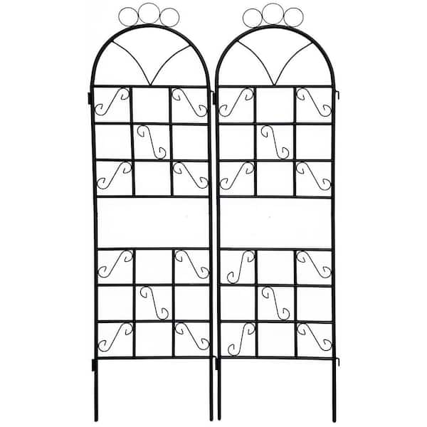 Zeus & Ruta 72 in. 1 Set Metal Garden Trellis for Climbing Plants Outdoor Rustproof Plant Support in Black (2-Pieces)
