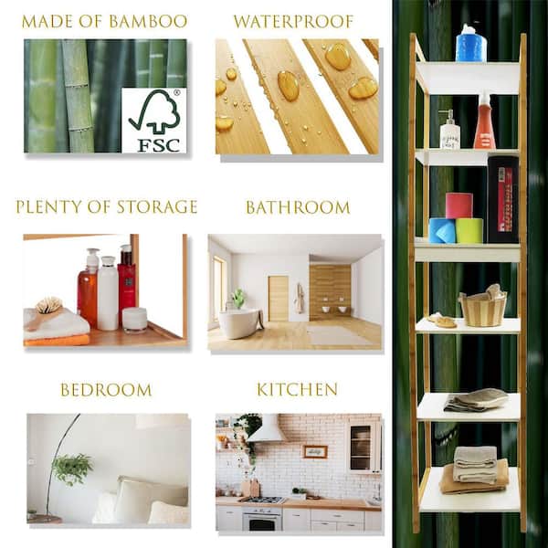  Floating Wooden Wall Shelves,Bamboo,Pack of 2,16 Inches,  Waterproof,Shelf Wall Mounted Decorative for Living Room, Kitchen,  Bathroom, Bedroom, Office, Home Decorative for Book,Plants (Bamboo Color) :  Home & Kitchen