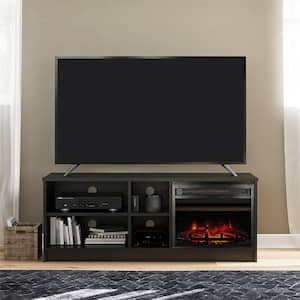 Noble Black Oak TV Stand Fits TV's up to 55 in. With Electric Fireplace Insert and 4-Shelves