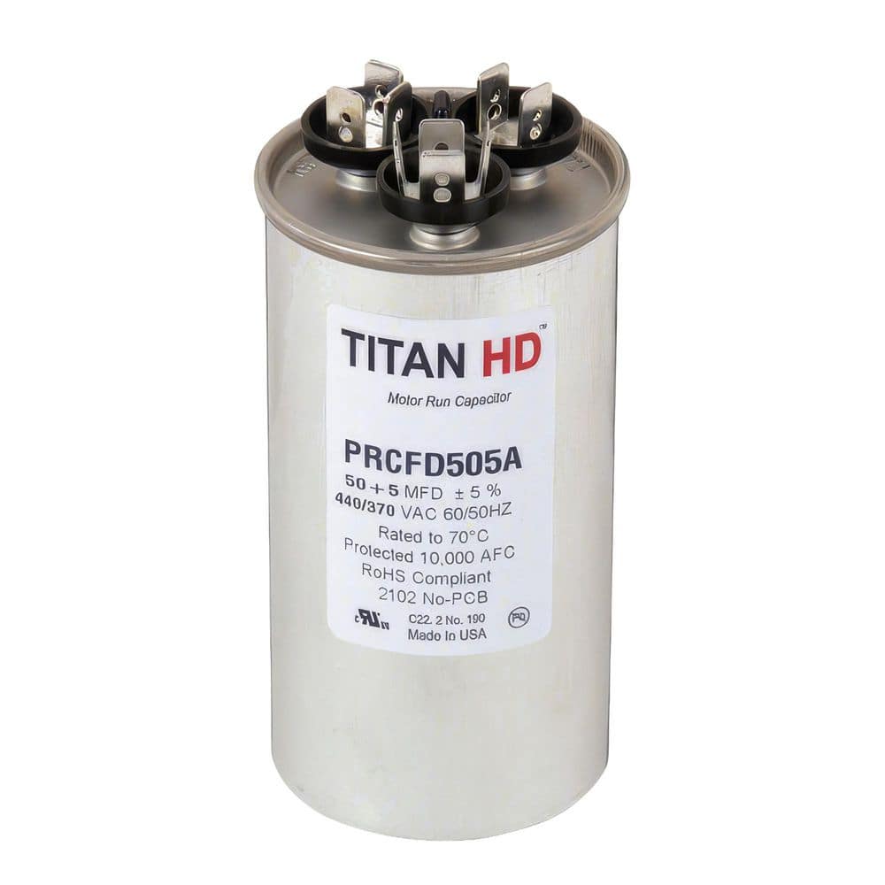 TITAN HD 50 Plus 5 MFD, 440-Volt/370-Volt Dual Voltage Round Run