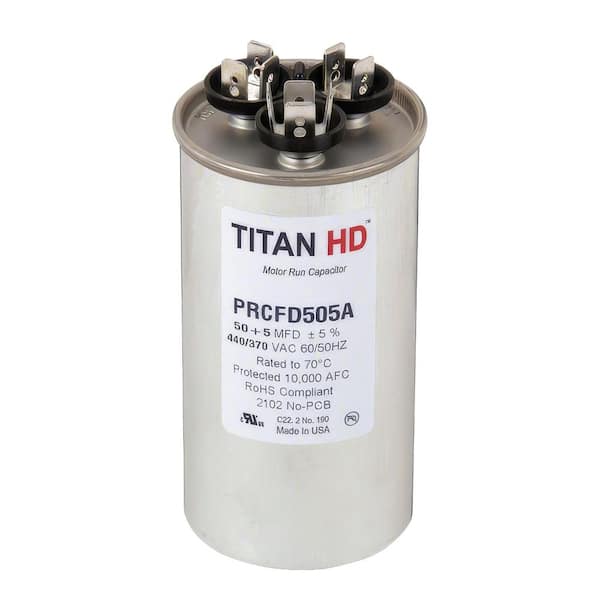 50 Plus 5 MFD, 440-Volt/370-Volt Dual Voltage Round Run Capacitor