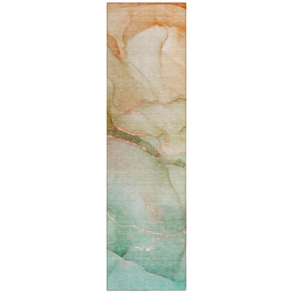 Teal 2 ft. x 8 ft. Abstract Indoor / Outdoor Area Rug price history on PriceWatchPro