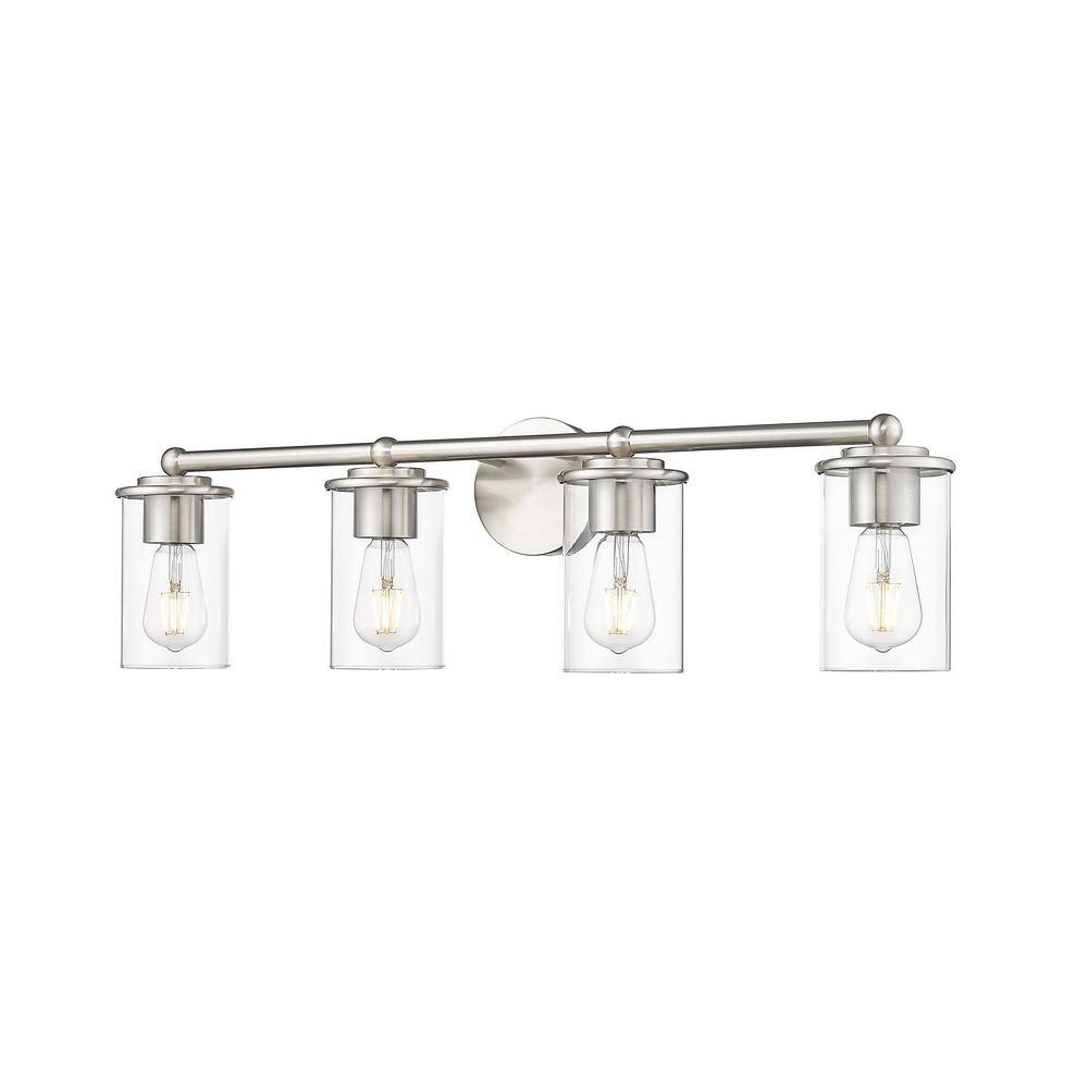 Thayer 30.75 in. 4-Light Brushed Nickel Vanity Light with Clear Glass Shade