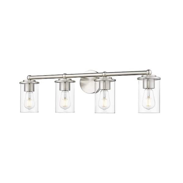 Unbranded Thayer 30.75 in. 4-Light Brushed Nickel Vanity Light with Clear Glass Shade with No Bulbs Included