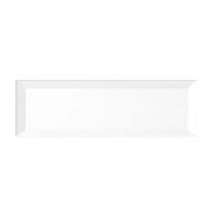 Secret Dimensions Bevel White Subway 3 in. x 12 in. Glass Decorative Backsplash Wall Tile (1 sq. ft./Case)