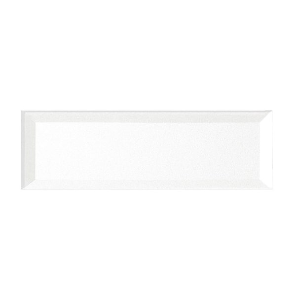 ABOLOS Secret Dimensions Bevel White Subway 3 in. x 12 in. Glass Decorative Backsplash Wall Tile (1 sq. ft./Case)