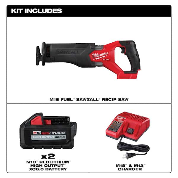 M18 FUEL 18V Lith-Ion Brushless Cordless SAWZALL Reciprocating Saw w/ (2) Battery & Charger Kit