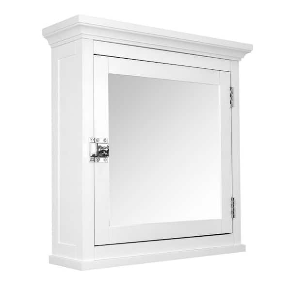 Teamson Home Madison 20.25 x 19 Surface Mount White Mirrored Medicine Cabinet