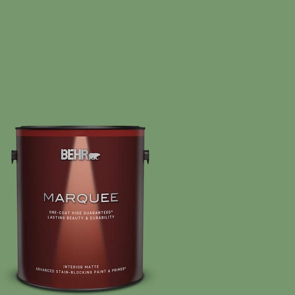 BEHR MARQUEE 1 gal. #PPU11-03 Botanical Green One-Coat Hide Matte Interior Paint & Primer