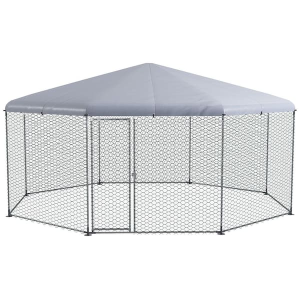 108.25 in. Large Metal Chicken Coop with Waterproof and Anti-UV Cover, Walk-in Poultry Garden Fence Cage Hen House