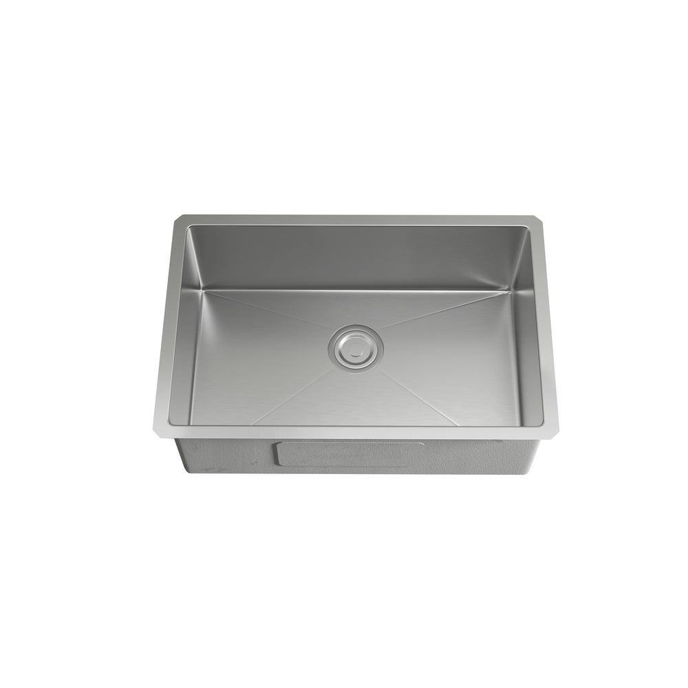 Timeless Home 27 in. Undermount Single Bowl Stainless Steel Kitchen Sink wi