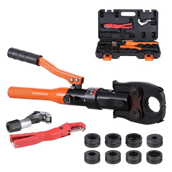 SKYSHALO Copper Pipe Crimping Tool, Hydraulic Driven Press Tool with 1/2 in., 3/4 in., 1 in. Jaws for Copper Pipe