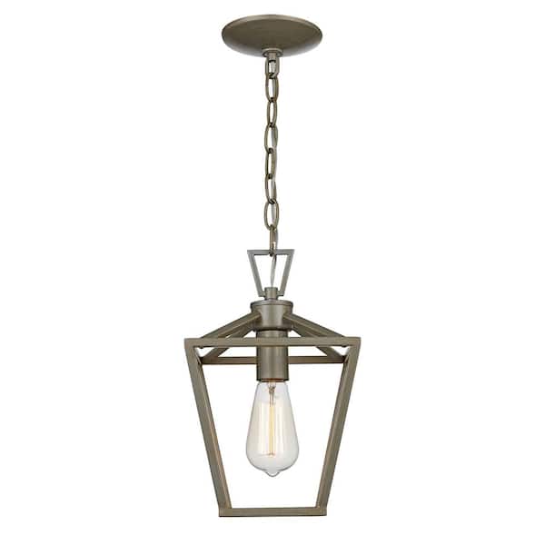 Lacey 1-Light Antique Silver Leaf Farmhouse Mini Pendant Light Fixture with Caged Metal Shade