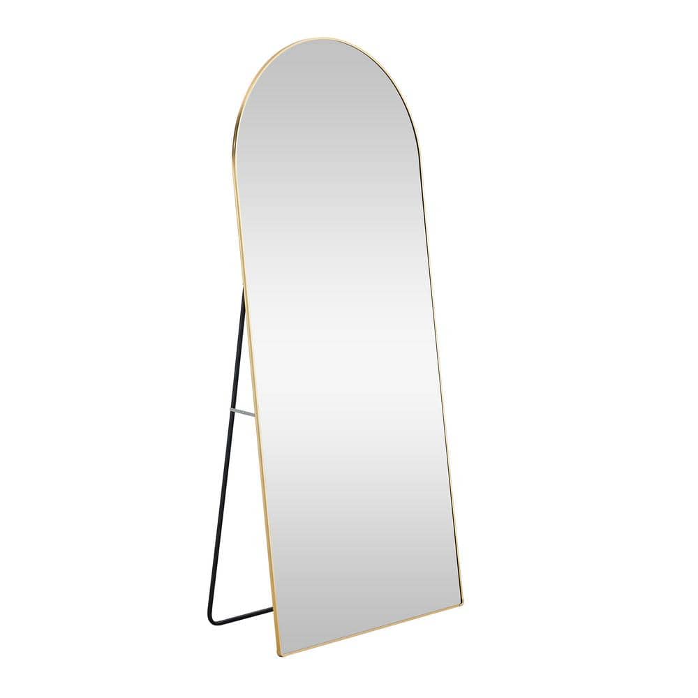 Metal Indoor Decor Yellow 31 in. W x 71 in. H Arch Metal Full Length Mirror