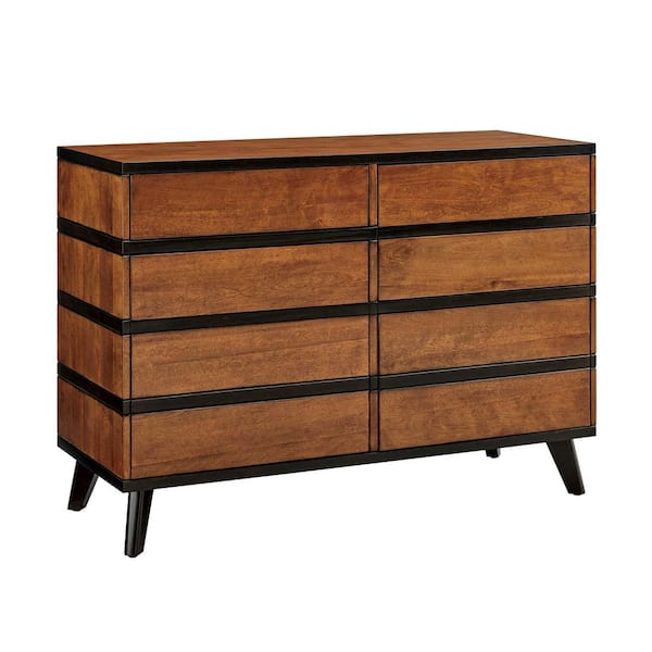 Linon Home Decor Ryan 6-Drawer Walnut Dresser Mid Century 34 in. H x 48 in. W x 18 in. D