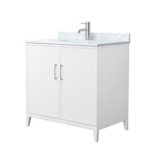 Elan 36 in. W x 22 in. D x 35 in. H Single Bath Vanity in White with White Carrara Marble Top