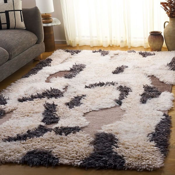 Casablanca Shag 8 ft. x 10 ft. Ivory/Gray High-Low Abstract Area Rug