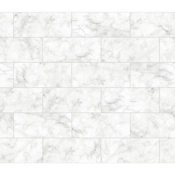 Brewster White Marble Tile Wall Applique Peel and Stick Backsplash