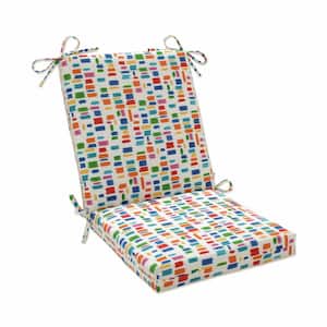 Abstract 18 in W x 3 in H Deep Seat, 1-Piece Chair Cushion and Square Corners in Blue/Green Color Tabs Primaries