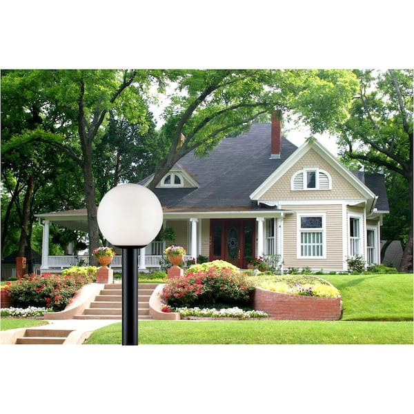 1-Light Black Polycarbonate Post-Top Exterior Lantern with White Acrylic Globe