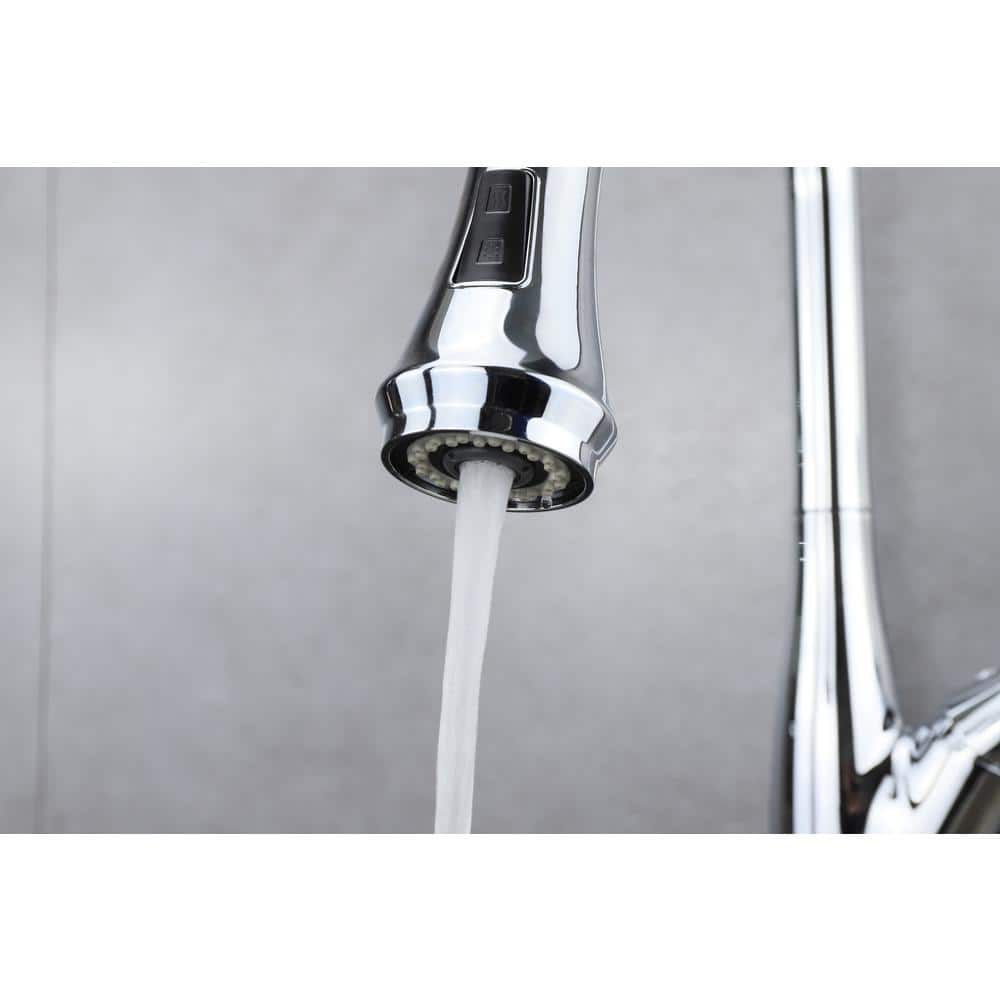 Garbatella Chrome Brass Single-Handle Pull-Down Spray Kitchen Faucet