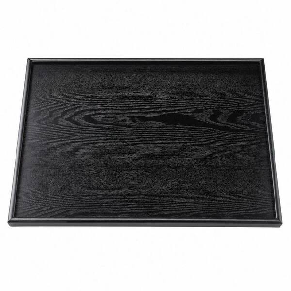17.7 in. W x 1.2 in. H x 13 in. D Rectangular Black Wood Serving Tray with Raised Edges, Decorative Tray (Set of 1)
