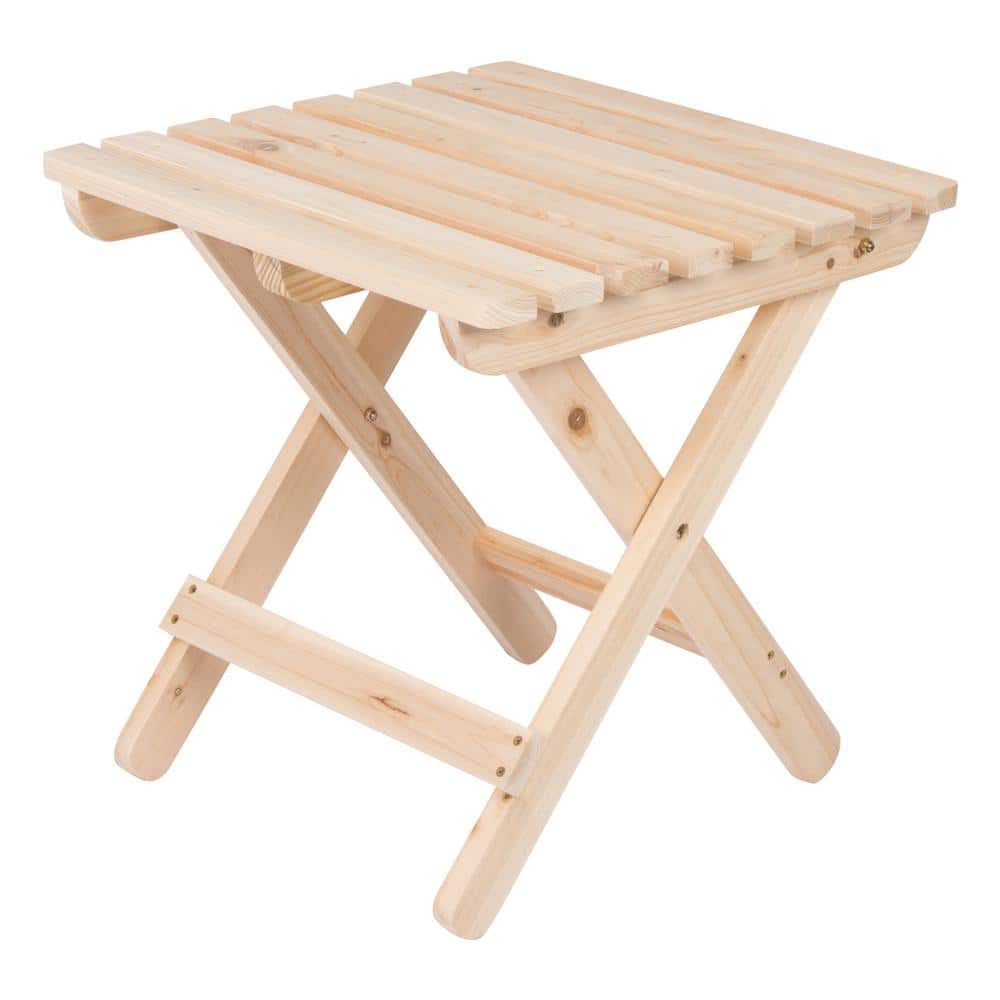 Shine Company Adirondack Natural Square Wood Outdoor Side Folding Table  4109N - The Home Depot
