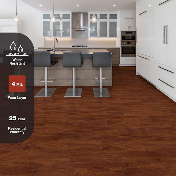 Cherry 4 MIL x 6 in. W x 36 in. L Grip Strip Water Resistant Luxury Vinyl Plank Flooring (24 sqft/case)