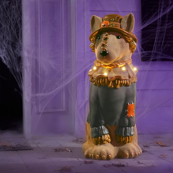 2.5 ft Halloween Classics Hand-Painted LED Bull Terrier Scarecrow Greeter