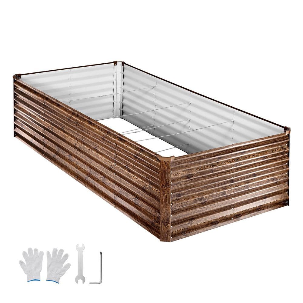 Deep Wood Grain Galvanized Raised Garden Bed 8 x 4 x 2 ft. Rectangular Metal Planter Box Kit for Outdoor Use 2025 Update price history on PriceWatchPro