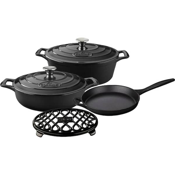 La Cuisine Range Collection 6-Piece Cast Iron Cookware Set in Slate Black