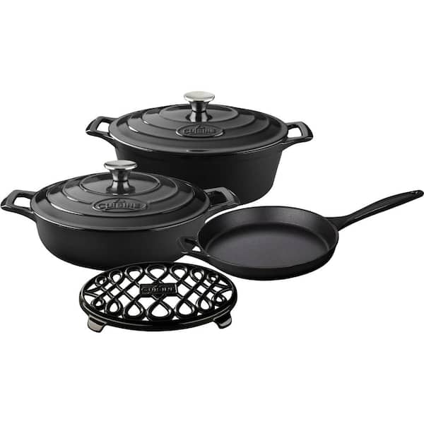 La Cuisine PRO Range 6-Piece Cast Iron Cookware Set in Slate Black
