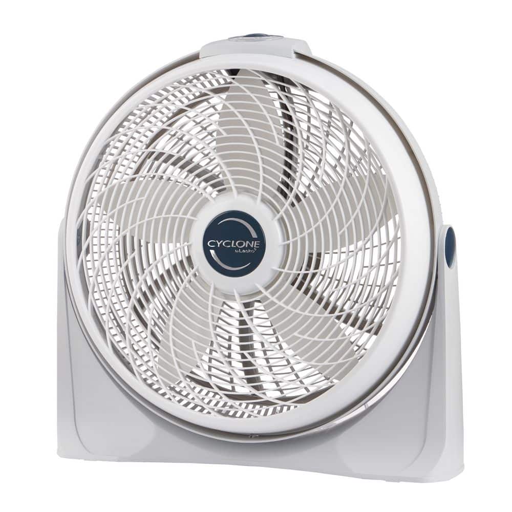 Lasko Cyclone 20 in. 3 Speed Air Circulator Floor Fan for Home in White with Wall Mount Option, 90° Pivoting Head and Handle