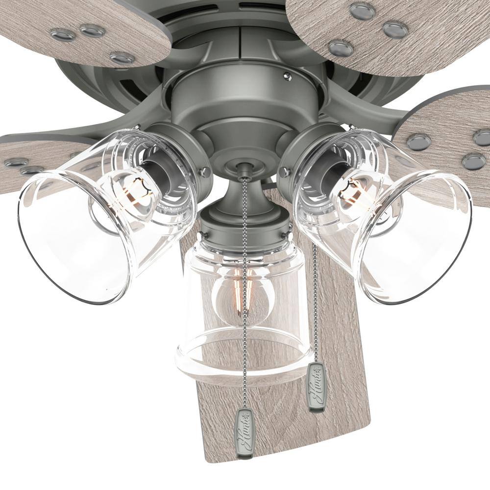 Matte Silver 52" Ceiling Fan with Light Kit and Reversible Blades