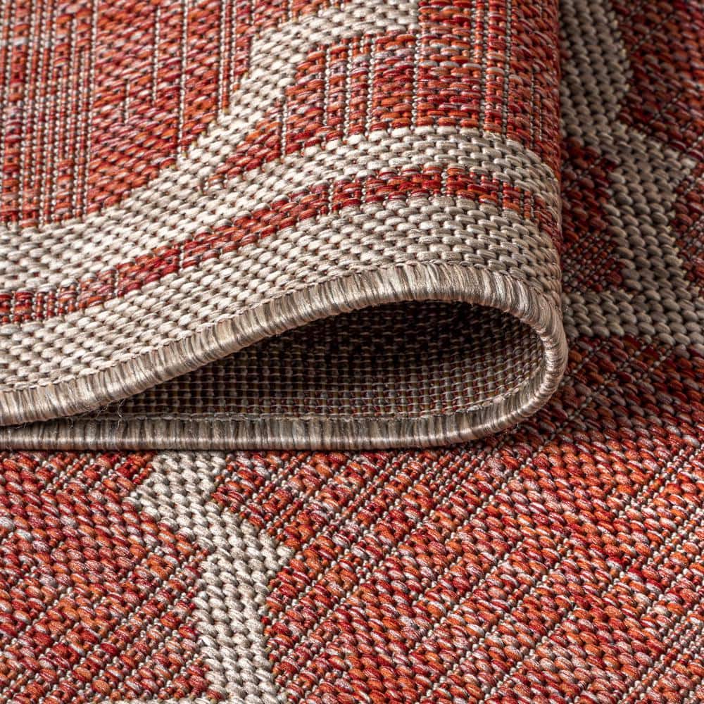 Moroccan Trellis Red/Beige Indoor/Outdoor Flatweave Rug