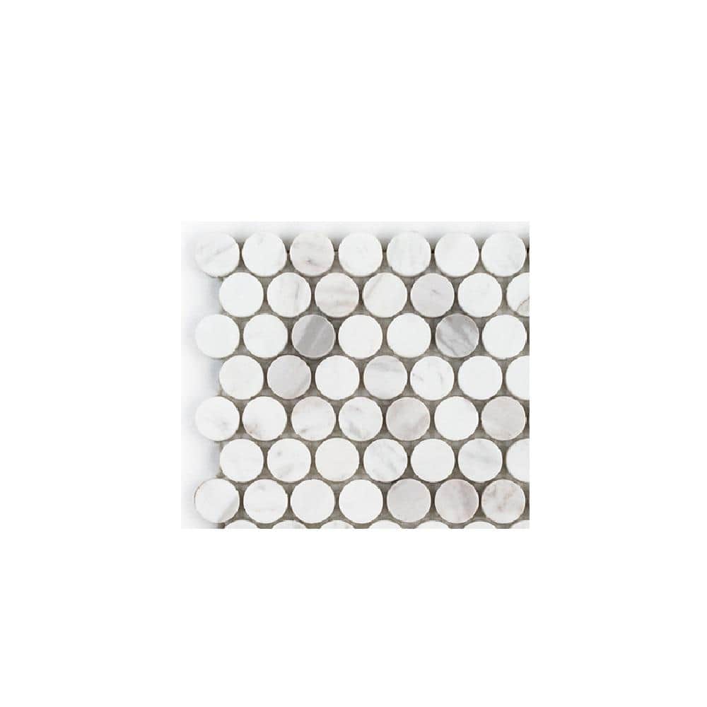 Take Home Tile Sample - Dover Volakas White 4 in. x 4 in. Penny Honed Marble Wall and Floor Mosaic Tile price history on PriceWatchPro