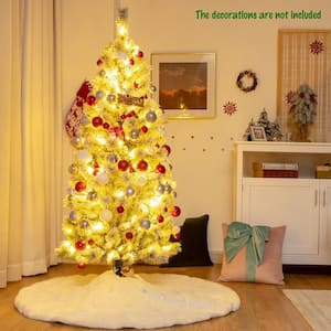 6 ft. Pre-lit Snow Flocked Artificial Christmas Tree with Multi-Color LED Lights