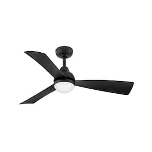 UNA 44.0 in. Integrated LED Indoor/Outdoor Matte Black Ceiling Fan with Remote Control