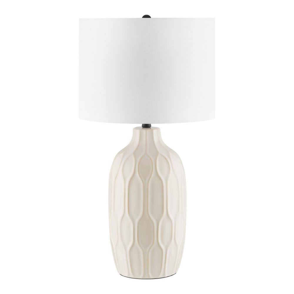 Hampton Bay Dunbarton 25 in. Beige Table Lamp with Textured Mixed ...